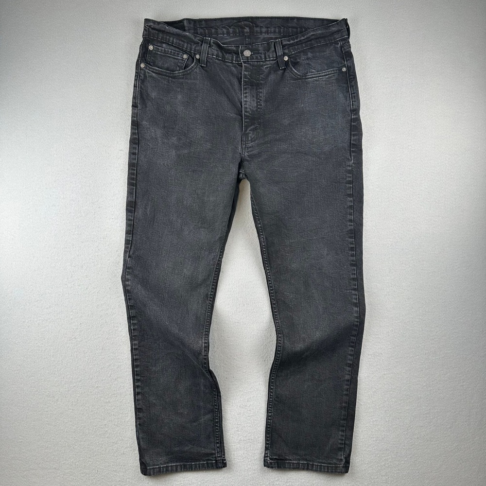Levi's 514 Straight Jeans Mens 38x32 Faded Black Denim Pants 1350
